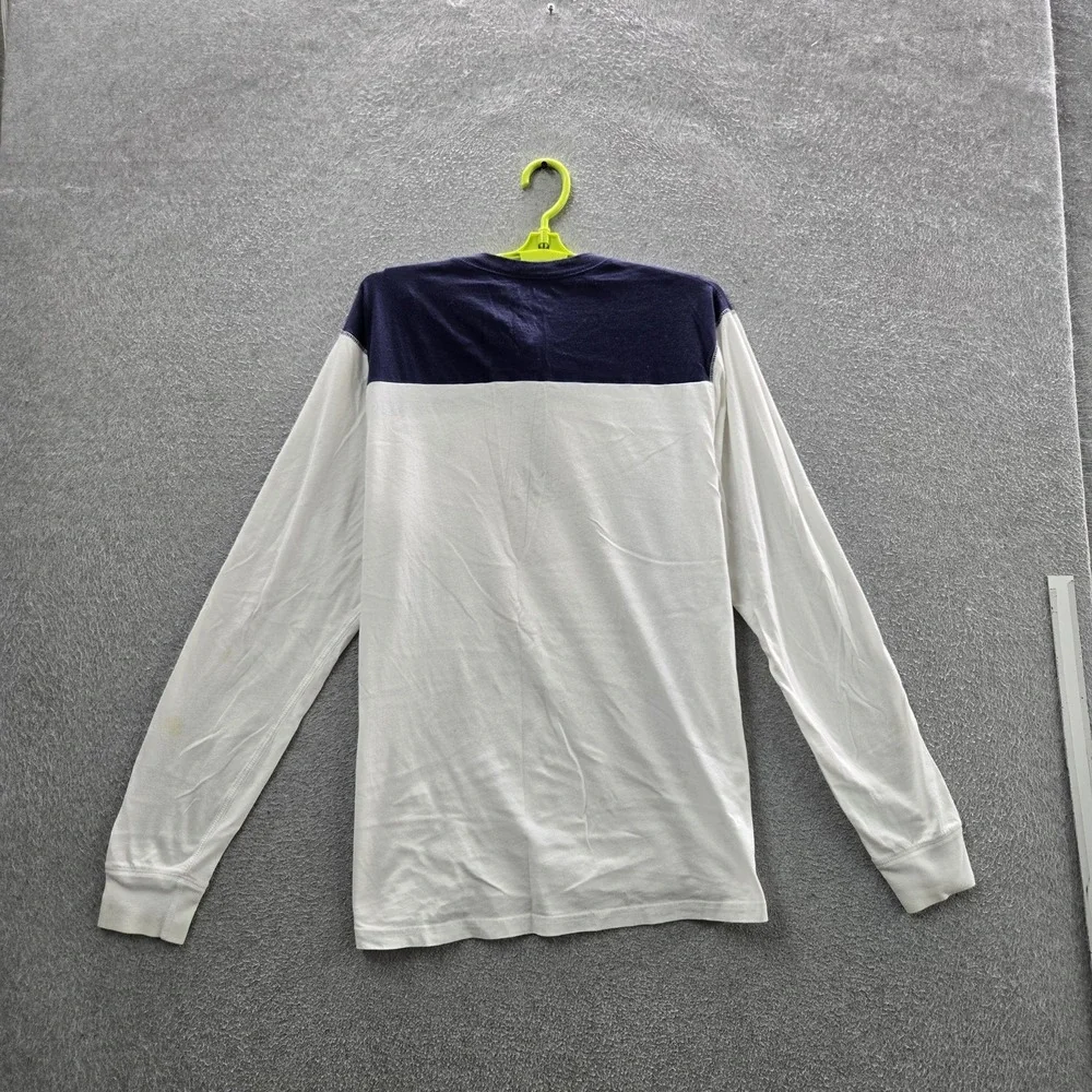 True Religion Men Shirt L/G White Colorblock Henley Logo‎ Long Sleeve